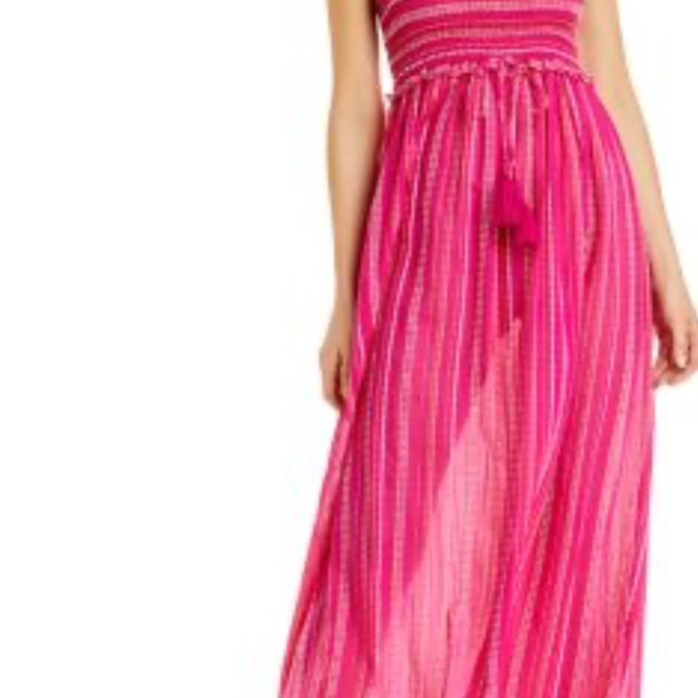 PQ Swim Pink Striped Maxi Dress / Coverup NWT M/L Stunning!